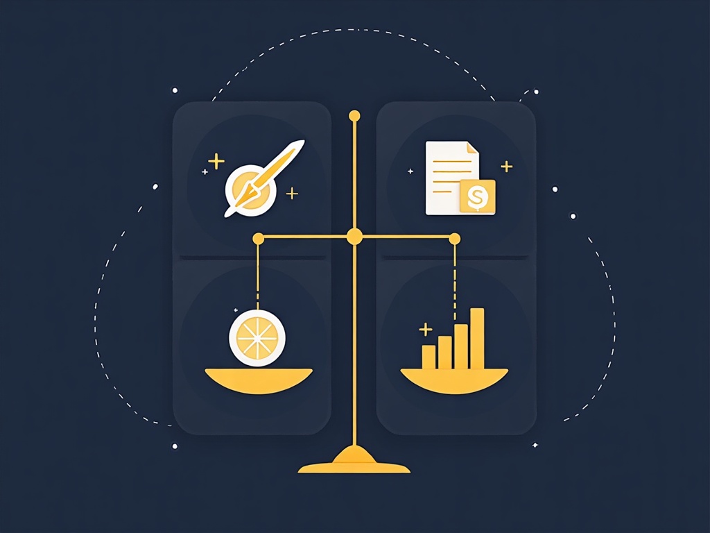 A two-by-two grid of four icons representing the four fair use factors weighed together