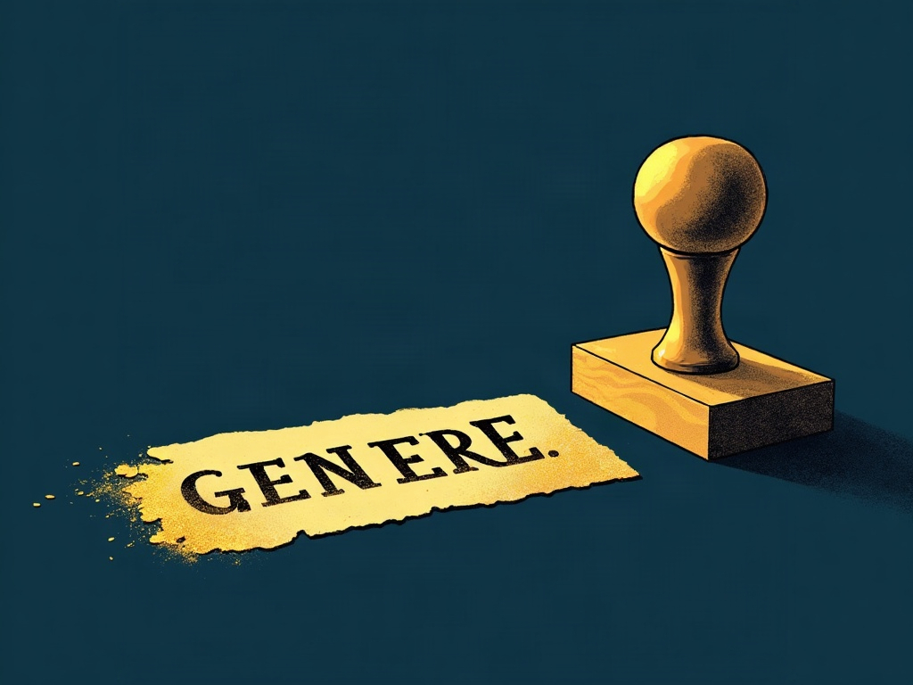 A gold stamp leaving an incomplete imprint on a document on navy, symbolizing that a 'work made for hire' label does not always legally transfer ownership